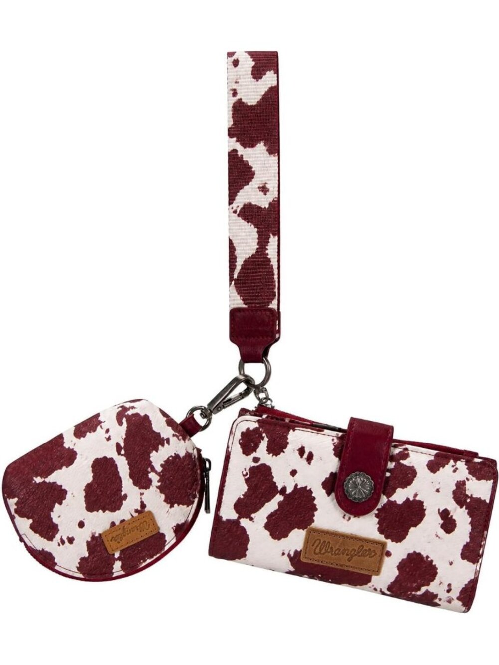 Western Cow Print Dual Pouch Wristlet Keychain Wallet for Women - Stylish